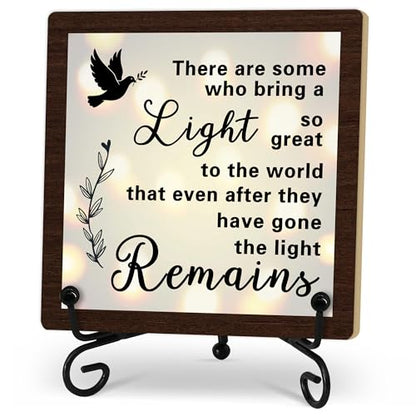 Sympathy Desk Decor Sign, Celebration Of Life Decorations, Desk Decor Signs For Home Bedroom, There Are Some Who Bring A Light Sign, Wooden Decoration With Stand -D01 - style: Brown WoodSign2