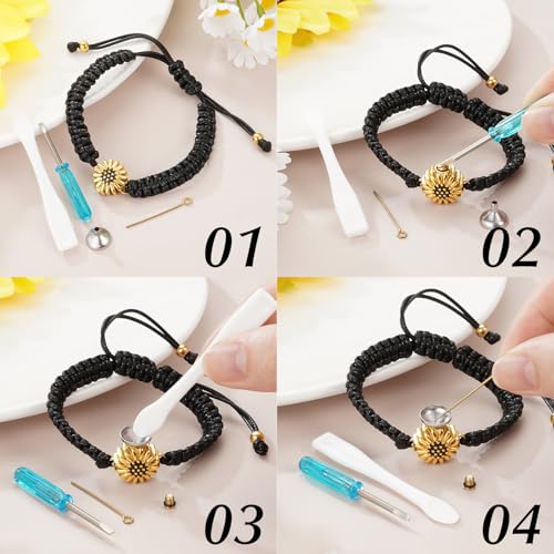abooxiu Urn Bracelet for Ashes Sunflower Cremation Jewerlry Ashes Bracelet Memorial Cremation Bracelets Urn Jewelry for Ashes of Loved Ones Adjustable Braided Rope for Women - style: Non-Customized