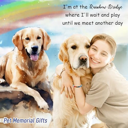 TONY & SANDY Dog Memorial Gifts, Pet Sympathy Rainbow Bridge Pet Memorial Bracelet for Men Women Girls Who Loss of Beloved Dog Cat - color: Amazonite
