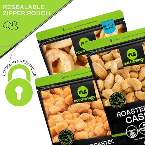 NUT CRAVINGS - Dried Fruit & Mixed Nuts Basket in Green Box (9 Assortments of 4 oz, 2.25 lb) Food Arrangement, Healthy Snack Care Package, Kosher - style: Variety Bags (9 Assortment)