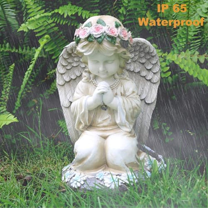 Solar Angel Garden Statues Outdoor,Garden Angel,Praying Angels Figurines | Kneeling Angel Girl,Angel Solar Lights,Home Decor for Patio Lawn Yard or Cemetery, Garden Gifts for Mom Grandma,Waterproof - style: Antique