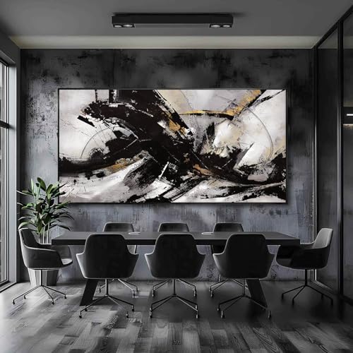 Kureful Abstract Black Wall Art, 29'x58', Canvas on Wood Frame, Graffiti Style, Lightweight, Easy to Hang, Perfect for Living Room, Bedroom, Office - color: Abstract Black, size: 58"L x 29"W