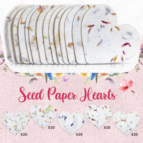 Dunzoom 100 Pcs Handmade Wildflower Seed Paper Tags,Heart & Butterfly Shape - style: Heart & Butterfly Shape