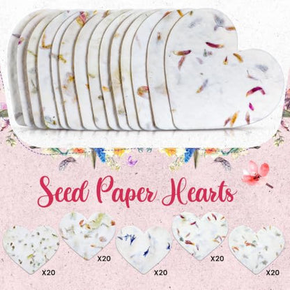Dunzoom 100 Pcs Handmade Wildflower Seed Paper Tags,Heart & Butterfly Shape - style: Heart & Butterfly Shape