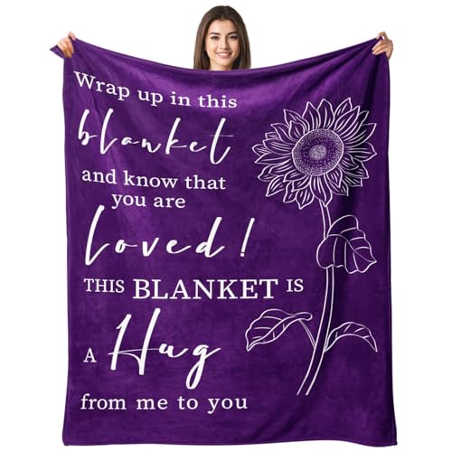 Get Well Gifts for Women After Surgery, Hug Comfort Blanket, 50" x 60" | Thinking of You Gifts for Friend, Sister, Mom or Kids, Get Well Soon Gift Baskets, Feel Better Healing and Inspirational Gift - color: Purple, size: 50"x60"