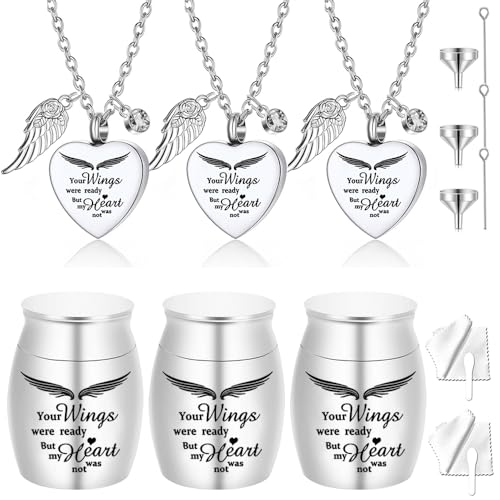 Cremation Heart Urn Necklace for Ashes ，Small Cremation Urns for Human/Pet Keepsake Sharing Urns Memorial Ashes Holder -Set of 6 (6Pcs-Silver) - color: 6pcs-silver