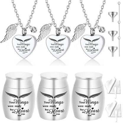 Cremation Heart Urn Necklace for Ashes ，Small Cremation Urns for Human/Pet Keepsake Sharing Urns Memorial Ashes Holder -Set of 6 (6Pcs-Silver) - color: 6pcs-silver