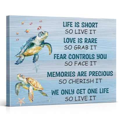 Sea Turtle Canvas Wall Art Inspirational Turtle Ocean Poster Wall Decor - color: Sea Turtle