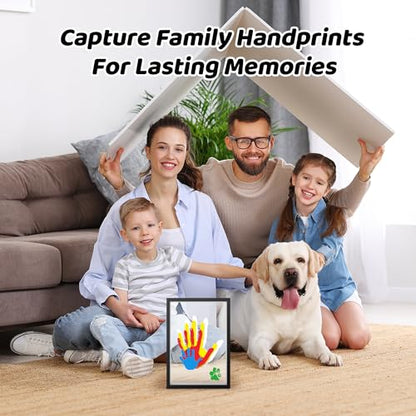 Family Handprint Kit for 4, Hand Print Keepsake Frame DIY Craft Gift - color: Black, size: 4 Pages Acrylic Boards