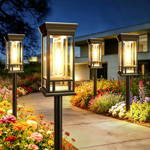 12 Pack Solar Pathway Lights Outdoor Waterproof, Bright Solar Garden Lights - color: Warm White, size: 12 Pack