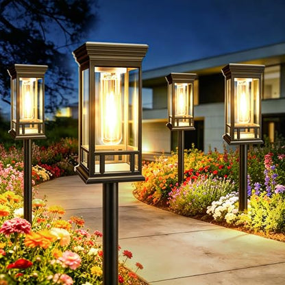 8 Pack Bright Solar Garden Lights, Solar Pathway Lights Outdoor Waterproof - color: Warm White, size: 8 Pack
