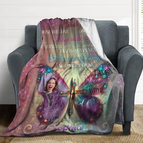 Artsadd Custom Memorial Throw Blanket with Photos, Purple, 30"x40", Polyester, Casual, Lightweight, Perfect for Loss of Loved One, Sympathy Gift, Remembrance, Napping, Camping, Travel, Leisure - color: Memorial-12-103