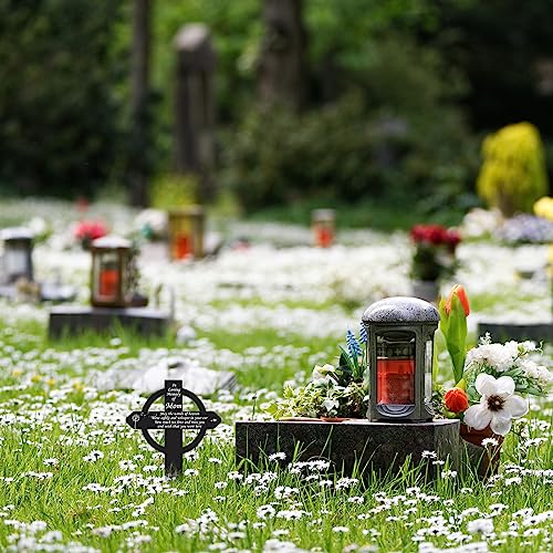 Buryeah Cross Memorial Stakes Grave Decorations for Cemetery Metal Plaque Markers Cross Plaques Sympathy Garden Stake Waterproof Garden Cemetery for Grave Yard (Mom) - style: Mom