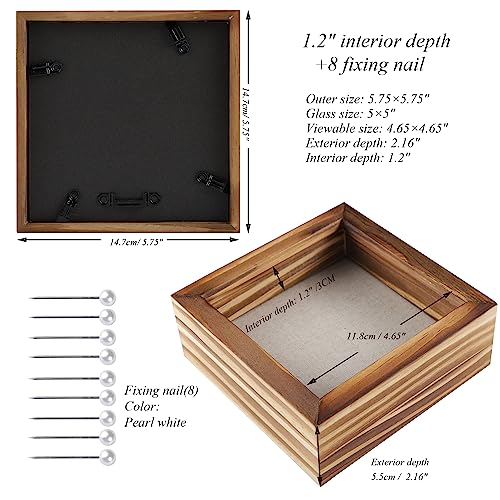 1DOT2 5x5 Small Shadow Box Frame Display Case, Carbonized Black | Grade A Pine Wood, HD Glass Front, Soft Linen Back, 1.2 Inch Depth, MDF Backboard, For Pet Flower Photos, Carbonized Black - color: Carbonized Black, size: 5x5