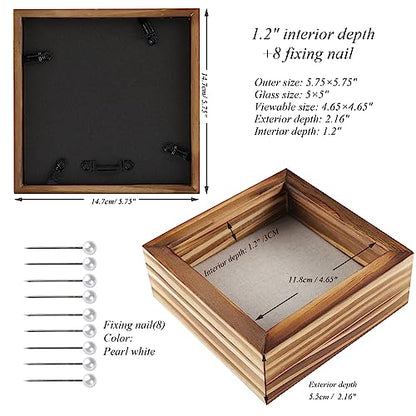 1DOT2 5x5 Small Shadow Box Frame Display Case, Carbonized Black | Grade A Pine Wood, HD Glass Front, Soft Linen Back, 1.2 Inch Depth, MDF Backboard, For Pet Flower Photos, Carbonized Black - color: Carbonized Black, size: 5x5