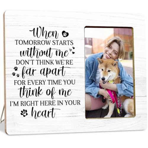 Dog Gifts Memorial Picture Frame Loss of Dog, Pet Memorial Gifts, When Tomorrow Starts Without Me Wooden Picture Frames - color: When