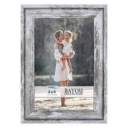 Icona Bay 6x4 Picture Frame (Azure Grey, 1 Pack) Cape Cod Style 6 x 4 Photo Frame, Table Top or Wall Mount, Bayou Collection - size: 4x6