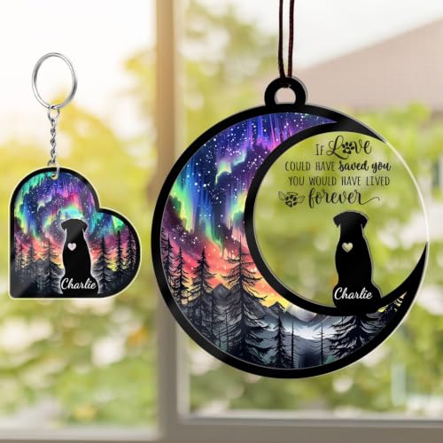 Custom Dog Memorial Suncatcher, Personalized with Name & Dog Breeds, Customized Pet Loss Suncatcher, Gifts for Dog Lovers, Dog Memorial Loss of Pet Sympathy Gift, in Loving Memory for Loss Pet - color: #3 Dog Suncatcher