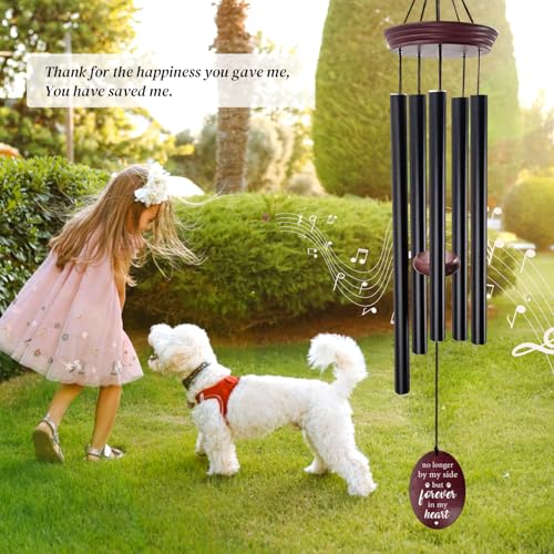 Pet Memorial Wind Chime, Dog Memorial Wind Chimes for Loss of Dog, Tuned Aluminum Tubes in G Scale, Wooden Top, Sympathy Pet Loss Gifts for Garden Patio – Forever in My Heart - size: 3
