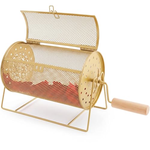 Teenyyou Raffle Drum Holds 1000 Tickets, Metal Ticket Wheel Spinner with Stand, Raffle Tickets Cage for Games Events, Parties, School Drawings(Crank Handle, Gold, 9.06" x 5.51", Medium) - color: Gold, size: 9.06" X 5.51", Medium, style: Crank Handle