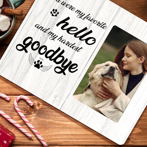 Dog Memorial Gifts Loss of Dog, Pet Remembrance Gift, You Were My Favorite Hello Wooden Picture Frames, 4x6 inch Photo - color: Orange