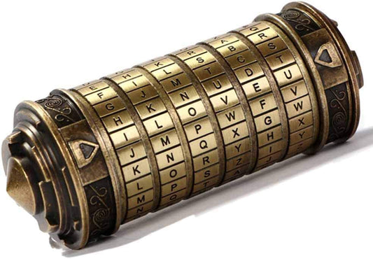 Cryptex Da Vinci Code Mini Cryptex Lock Puzzle Boxes with Hidden Compartments Anniversary Valentine's Day Romantic Birthday Gifts for Her Gifts for Girlfriend Box for Men - color: Brass