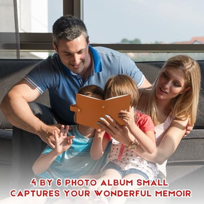 Ruibytree 2 Pack Small Photo Albums 4x6 Pictures, 104 Photos Total, Brown | PU Leather Cover, Acid-Free Clear Pockets, Secure Snap Closure, Compact Design for Kids, Travel, Wedding & Family Memories - color: Brown