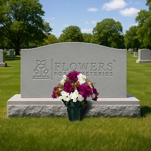 Fall Artificial Flowers - Grave Decoration - Home Décor - Pot Flowers - Plum Peony and White Hydrangea Flowers in Pot - size: Pot