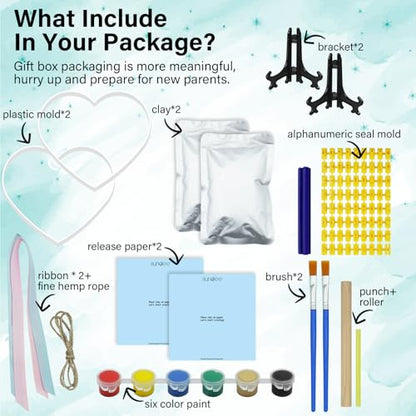 Baby & Pet Handprint Footprint Paw Print Keepsake Kit – Non-Toxic Air-Dry Clay, Makes 2 Ornaments, Perfect for Twins, Newborn, Dogs, Cats, Baby Shower, New Mom & Pet Memorial Gifts