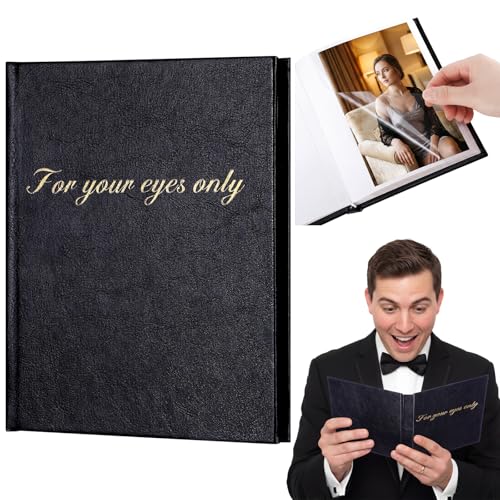 AmazingSpark Boudoir Photo Album for Your Eyes Only Black Leather Self Adhesive with 4x6 Inch, 5x7 Inch Photo Book Gift for Him Husband Boyfriend Groom Wedding Bridal Shower Wedding Anniversary(7x6") - size: 7x6"