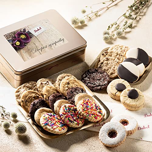 Sympathy Gifts For Women Gourmet Assortment All Flavor Cookie Tin Box, For Every Special Occasion – Holiday, for Men and Women, By Dulcet Git Baskets - color: Sympathy