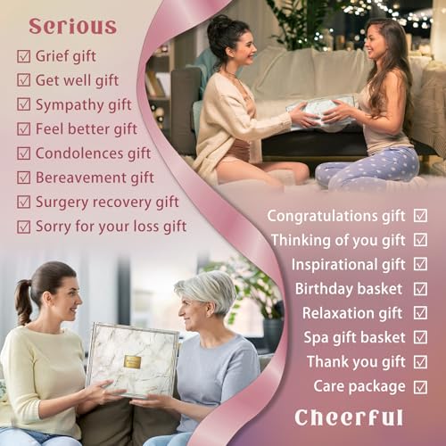 AHAGIFTREE Gift Basket for Women, Birthday Gifts, Get Well Soon Gift Baskets,12PC Get Well Gifts for Women After Surgery,Care Package,Grief,Sympathy (pink) - color: Pink