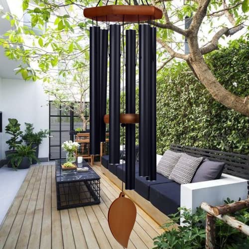 38" Sympathy Wind Chimes for Outside Deep Tone, Memorial Loss of a Loved, Large Wind Chimes with 6 Thicken Tubes & Hook, Outdoor Souvenir Mother, Garden Decor - size: 38IN black