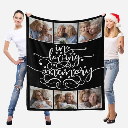 LOSARON Custom Memorial Blanket with Pictures for Loss of Loved Mom Dad Grandma Grandpa in Heaven,Remembrance Gift of Departed Loved Ones - color: 6 Photo Collage-1