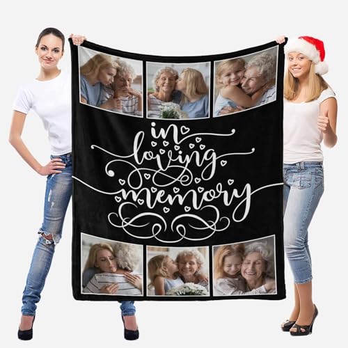 LOSARON Custom Memorial Blanket with Pictures for Loss of Loved Mom Dad Grandma Grandpa in Heaven,Remembrance Gift of Departed Loved Ones - color: 6 Photo Collage-1