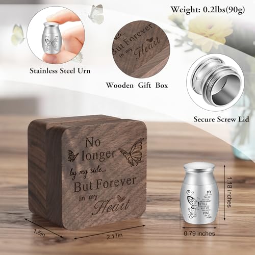 SOITIS Small Urns for Human Ashes Keepsake 1.2 Inches Stainless Steel Mini Urns for Ash Square Box Tiny Cremation Urns for Women Men Funeral Keepsake Urn - color: Square Box a