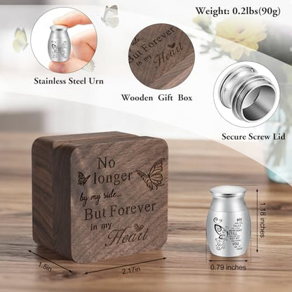 SOITIS Small Urns for Human Ashes Keepsake 1.2 Inches Stainless Steel Mini Urns for Ash Square Box Tiny Cremation Urns for Women Men Funeral Keepsake Urn - color: Square Box a