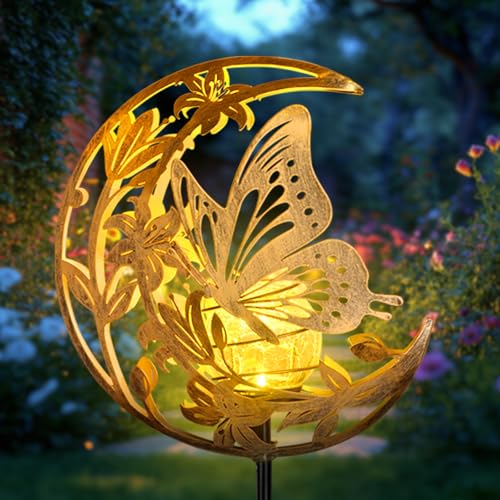 JOBOSI Solar Butterfly Floor Lamp, Waterproof Outdoor Solar Light for Garden, Yard, Patio Decor, Auto On/Off, Long-Lasting Battery, Unique Gift for Mom, Grandma, Christmas - color: Bronze