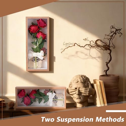 2Pcs Shadow Box Display Case, 14.4x6.1x2.56Inch Rectangle MDF Shadow Box Frame with Nail Hangers and Hook for Mother's Day Awards Memorabilia Flower Pictures Keepsakes Medals(Peru) - color: Peru