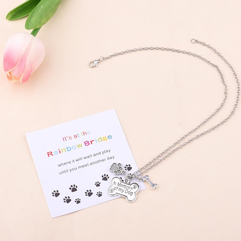 YangQian Sympathy Gift for Pet Owner Pet Memory Gifts for Dogs Cats Bereavement Gifts Paw Print Necklace Grieving Cat Dog Loss Gift - color: Dog Heaven Necklace