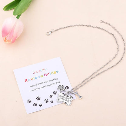 YangQian Sympathy Gift for Pet Owner Pet Memory Gifts for Dogs Cats Bereavement Gifts Paw Print Necklace Grieving Cat Dog Loss Gift - color: Dog Heaven Necklace