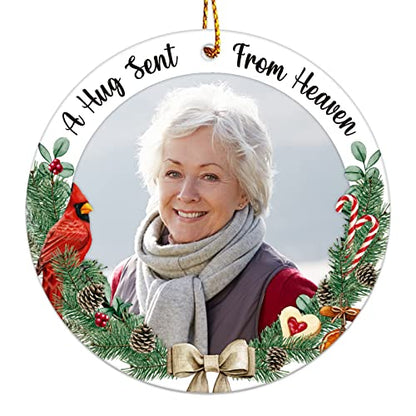 JUESMOS Picture Frame Red Cardinal Christmas Ornaments 2025 Christmas in Heaven Ornaments, in Memory of Loved One Memorial Photo Frame Ornament for Xmas Tree Ornament Memorial Gifts