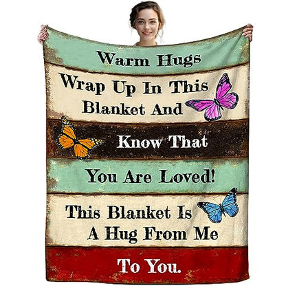 Get Well Gifts for Women Blanket After Surgery Warm Hugs Inspirational Religious Words Blankets and Throws Gifts for Sofa Couch Living Room 50"X40" - size: 50"x40"