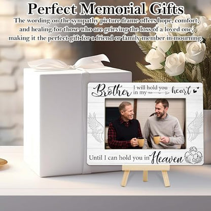 Memorial Gifts Loss of Brother, Sympathy Picture Frame, Remembrance Gifts Wooden Photo Frame with Easel, 4x6 Bereavement Picture Frame for Tabletop Display - G04 - style: Loss of Brother