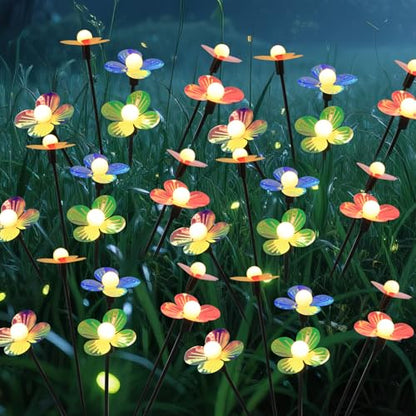 Solar Flower Lights Outdoor Waterproof 6 Pack of 6 LEDs Garden Solar Firefly Lights Decorative for Garden, Yard, Backyard - size: 6 pcs