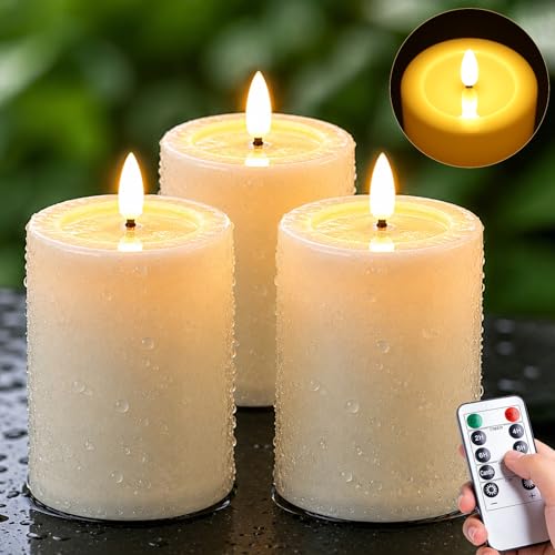 Outdoor Waterproof Flameless Candles Battery Operated with Remote and Timer - color: Ivory, size: 3" x5" 5"5"