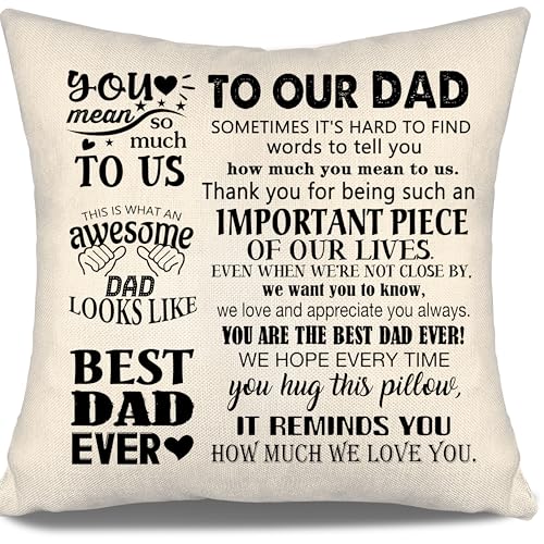 to Our Dad Throw Pillow Cover Father Daddy Present Ideas from Kids Children Daughter Son Birthday Gift Father's Day Father's Day Throw Pillow Cover(Our dad) - color: Our Dad