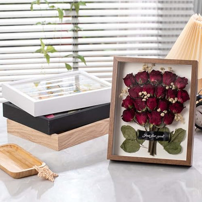 8 x 10 Inch Shadow Box Frame 3 cm Inner Depth Wooden Deep Box Frames for Tabletop and Wall, Deep Frame Display Boxes 3D Picture Frames for Flower Tickets Memorabilia (White, 8 x 10 Inch) - color: White