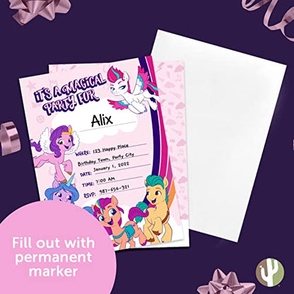 Desert Cactus My Little Pony Birthday Party Invitation Cards 10 count (C) | 10 Pack Birthday Party Invitation Cards, with Envelopes for Kids, Boys and Girls Party Events and Gathering