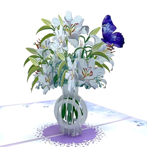 Paper With Deepest Sympathy Card, Lily Pop Up Card, Loss of Loved One, Pet, Mom, Dad, Child, Thinking Of You, Condolence, Bereavement, Grief, Greeting Card with Envelope (Lily) - color: Lily Sympathy